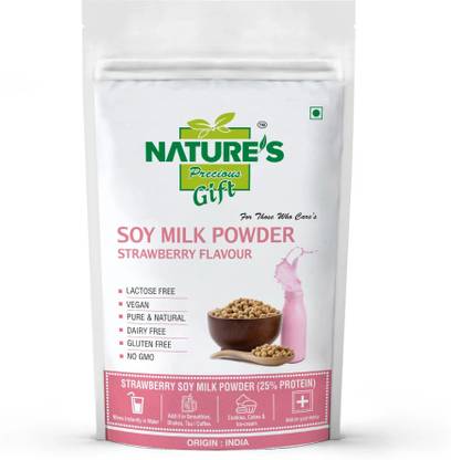 Nature's Precious Gift Soy - Strawberry Flavor [Vegan , Non-GMO , 25% Protein] - 500 GM