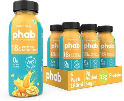 Phab Protein Milkshakes With 18G Protein & No Added Sugar, Trans Fat Free (Pack Of 6) Mango Magic