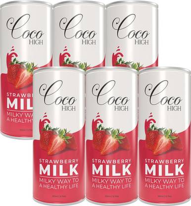 COCOHIGH Strawberry Milkshake 200 ML (Pack of 6) Thick & Creamy Flavoured Milk