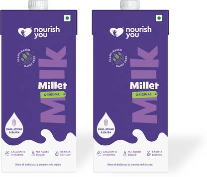 Nourish You Plant Based Millet Mlk With Goodness of Ragi, Jowar, Bajra & Oats 1000ml Each Normal