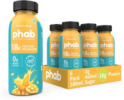 Phab Protein Milkshakes With 18G Protein & No Added Sugar, Trans Fat Free (Pack Of 6) Mango Magic