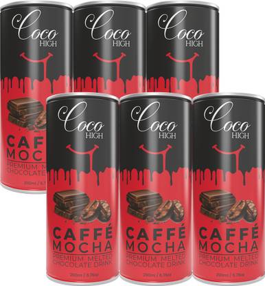 COCOHIGH Caffe Mocha Chocolate Milkshake with Real Chocolate Milkshake 200 ML Pack of 6