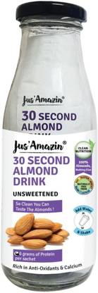Jus' Amazin 30-Second Almond Milk - Unsweetened | 100% Almonds | 5 x 25 gm Sachets | 1 Sachet makes 1 glass of Almond Milk | Plant Based Nutrition | Zero Additives | Vegan | Dairy Free | Lactose Free | 100% Natural