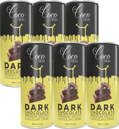 COCOHIGH Dark Chocolate Milkshake with Real Chocolate Milkshake 200 ML Pack of 6