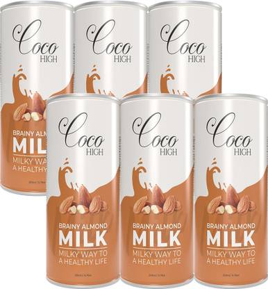 COCOHIGH Brainy Almond Milkshake 200 ML (Pack of 6) Thick & Creamy Flavoured Milk