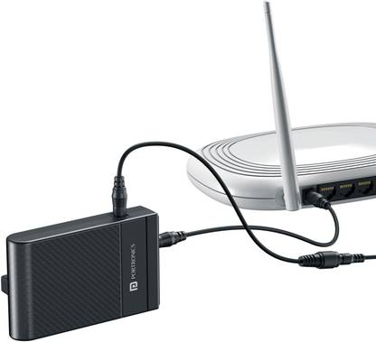 Portronics Power Plus II Mini UPS for 12V WiFi Router Broadband Modem, 3A AirFiber Router Power Backup for Router