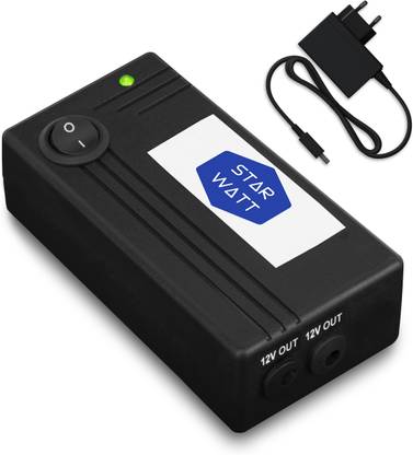 STARWATT WiFi Router Mini UPS Dual Output 12V 1A + 12V 1A with 12V 2A Adaptor for Router + ONU Setup | Supports All brand 12V (0.2A upto 1A) + 12 (0.2A upto 1A) with 3-6 Hours Backup | Uninterrupted Power Backup for WiFi Router / Modem / ONT / ONU / Alexa / Intercom / Set-top Box Power Backup for Router