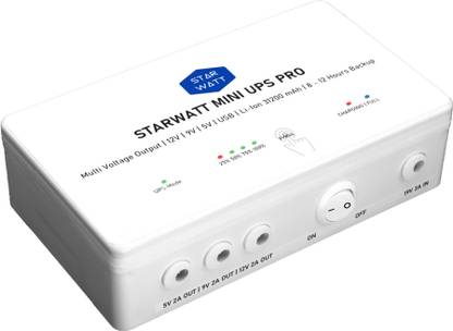 STARWATT Mini UPS Max (12-18 Hrs Backup, 31200mAh, 12V/9V/5V Output, 1 Yr Warranty) Power Backup for Router