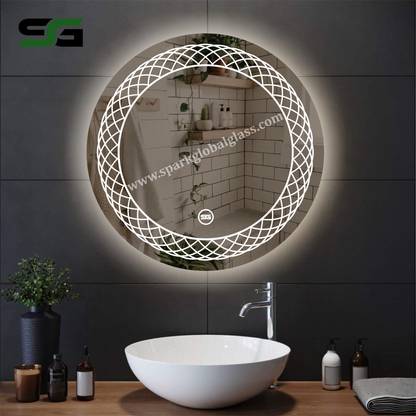 Spark Global Glass RLM-SG 015 Round LED Touch Sensor Mirror In Three Color With Dimmer 18x18 Inch Bathroom Mirror