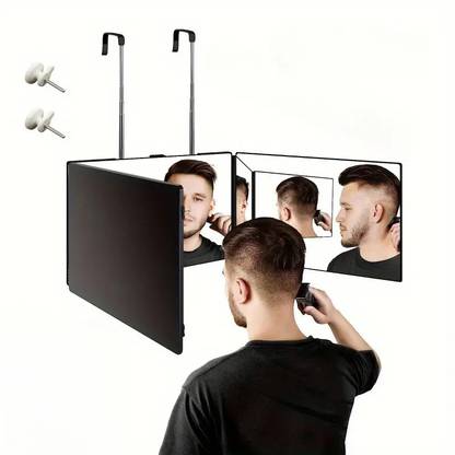 Kinzilla Folding Cosmetic Shaving Mirror, 360 Degree Mirror, 3-Way Three-Fold Mirror Shadow Box Mirror