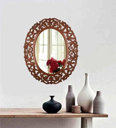 MIKEL ENTERPRISES Decorative Wooden Wall Mirror 20X24 (Beautiful Oval Shape Design) Decorative Mirror