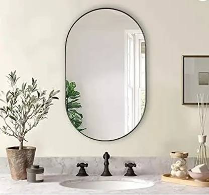 LUPPRA 12 × 18 in Capsule Frameless Wall Mirror Bathroom Mirror  (Oval Finish : Polished)