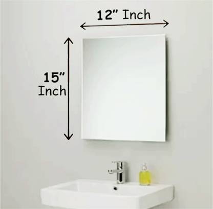 RannS 12" × 15" Inch Rectangular Mirror, 3.5mm thick / No Drill Required / Easy Stick Decorative Mirror