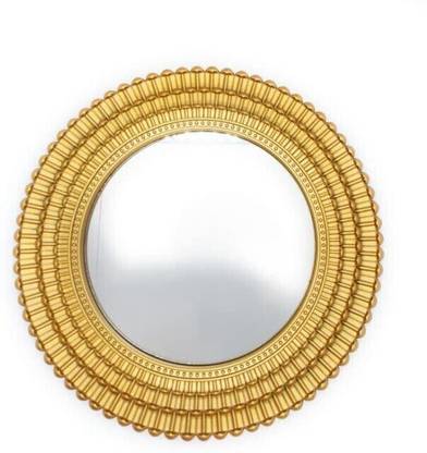 prajna 1 Pcs Golden Color Decorative Mirror Frame for Wall and Home (Circular Shape) Decorative Mirror