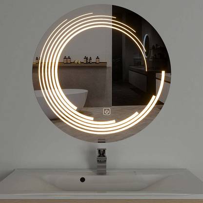 modiguard Led Light Mirror Touch Sensor Round Glass Wall Mirror (24" x 24") Decorative Mirror