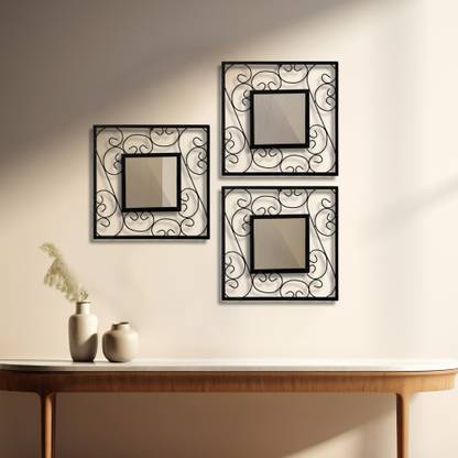 Hosley Modern Designer Iron Frame Wall Hanging Decorative Mirror