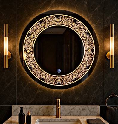 luminatri Round Bathroom LED Mirror Size 18"X18" inch with 3 color LED and Touch sensor Decorative Mirror
