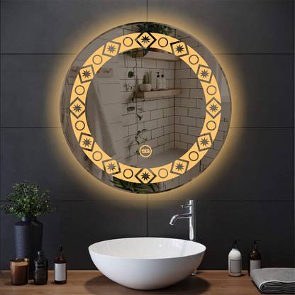 Spark Global Glass [SG 264] Triple light round shaped wall mounted led bathroom mirror with dimmer Lighted Mirror