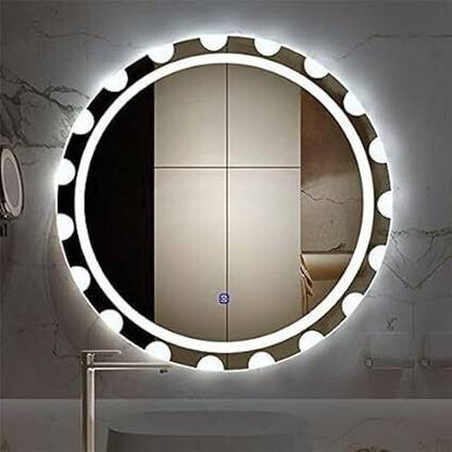 ARC homes & memorials Modern Designed Cuts LED Circular Wall Mounted 24 inch & 3 Mode Backlit Bathroom Bathroom Mirror
