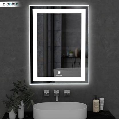 Plantex Designer LED Mirror with Sensor for Bathroom with Single Tone White Light(18x24) Lighted Mirror