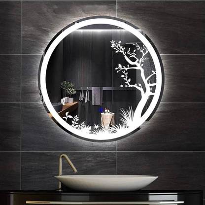Khushi Decors Round Frame Wall with Touch Sensor & Light for Wall Dcor,Size: 22''x 2'' Bathroom Mirror