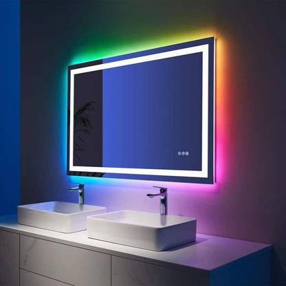 Aklighting 4000K Rectangular Touch demer Switch.3 colour blue white (blue+white) Lighted Mirror