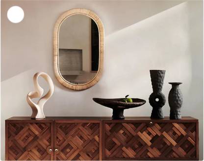 Shopper Ave woven rattan ovel shape face wall mirror pack of (1) Decorative Mirror