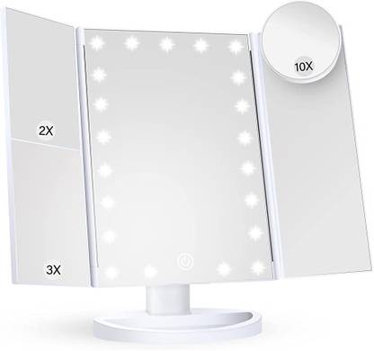 ELEPHANTBOAT LED Makeup Mirror 3-Sided Vanity Mirror Fold-up Makeup Mirror with 1X Magnifying Mirror
