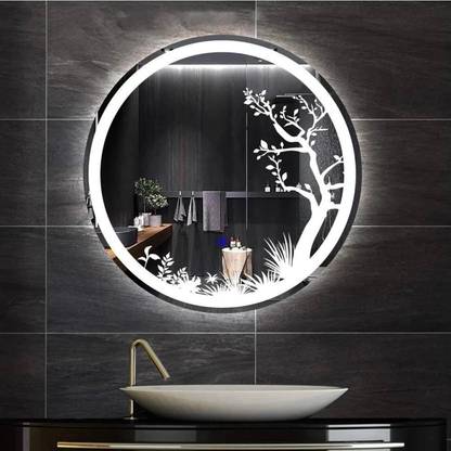 Khushi Decors Round Frame Wall with Touch Sensor & Light for Wall Dcor,Size: 22''x 2'' Bathroom Mirror