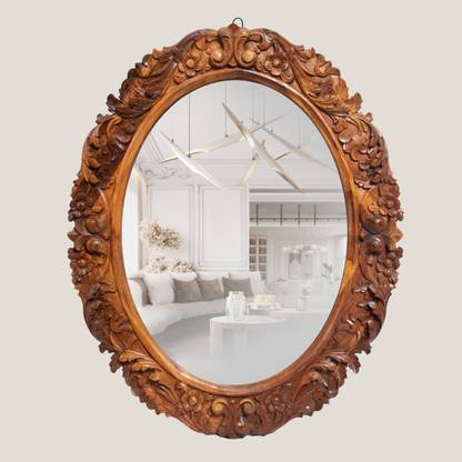 Vastra OVAL CARVED WOODEN MIRROR Decorative Mirror