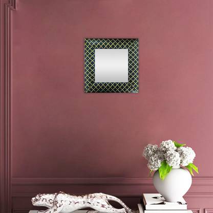 Art Street Wall Decorative Square shape Black Acrylic Mirror textured frame for Home Décor Decorative Mirror