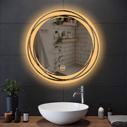Spark Global Glass [SG 294] Triple light round shaped wall mounted led bathroom mirror with dimmer Lighted Mirror