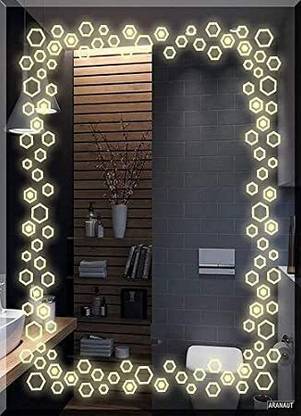 Arvind sanitary Hexagon Design Led Wall Mirror 18x24 Lighted Mirror