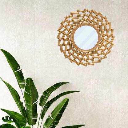 Satyam Kraft 1 Pcs Golden Color Decorative Mirror Frame for Wall and Home (Spiral Shape 2) Decorative Mirror