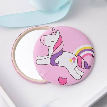 Extraposh Unicorn round shape Compact Mirror cute cartoon unicorn metal travel mirror Decorative Mirror