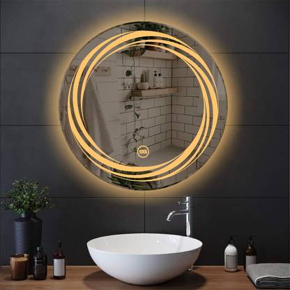 Spark Global Glass [SG 254] Triple light round shaped wall mounted led bathroom mirror with dimmer Lighted Mirror