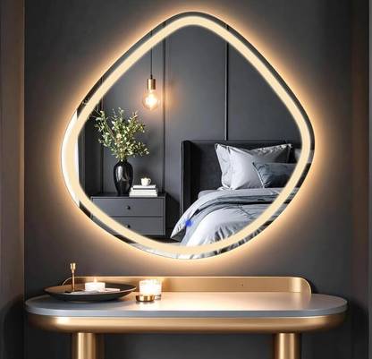 ALFA DESIGN Irregular LED Bathroom Mirror 28x28 Inch | Front Lighted | Dimmable | Frameless Bathroom Mirror