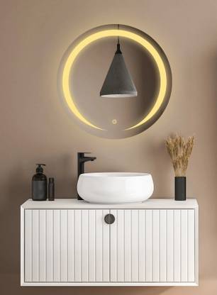 TRYOTONE Round Wall LED Mirror With Touch Sensor & 3 Led Lights(24inch x 24inch) Bathroom Mirror