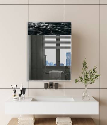 RAJSGLASS Raj Glass Black Digital Print Pattern Mirror Fancy Bathroom Washbasin Mirror Bathroom Mirror