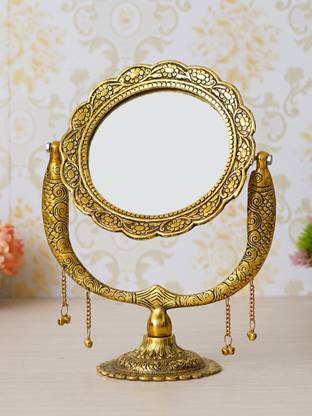 Fashion Bizz Handcrafted Fish Design Gold Plated Mirror View Decorative Showpiece / Decorative Mirror