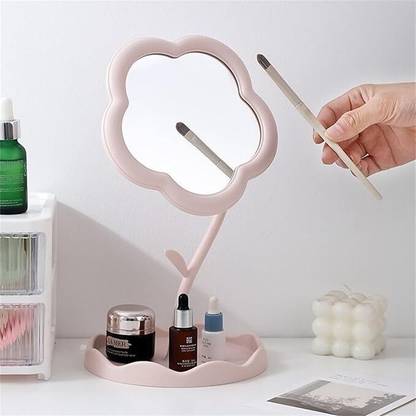 Gabani fashion FlowerShaped Makeup Mirror, Rotatable Makeup Mirror with Tray Table Decorative ! Lighted Mirror