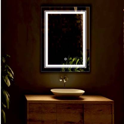PRINCE ART 15 x 21-Double Line Led Bathroom Mirror