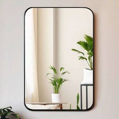 Adinath Creators 12 x 18 Corner Round Polish Bathroom Mirror
