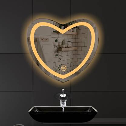 Spark Global Glass [SG 206] Triple light heart shaped wall mounted led bathroom mirror with dimmer Lighted Mirror
