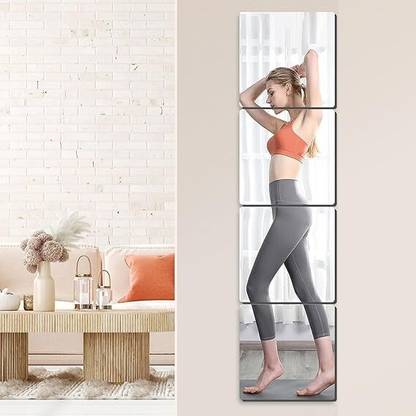 windowera Full Length Mirror, Long Mirror, Yoga Mirror, Gym Mirror, 12" Inch x 48" Inch Decorative Mirror