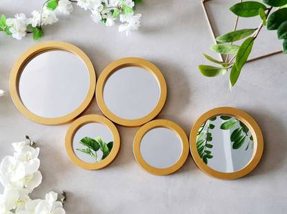prajna 1 set (5 pcs) Round shape Decorative Mirror Frame for Home Decorative Mirror