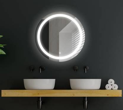TRYOTONE Wall Led Mirror With Touch Sensor & 3 Led Lights 24X24inch(Warm, Natural, White) Lighted Mirror
