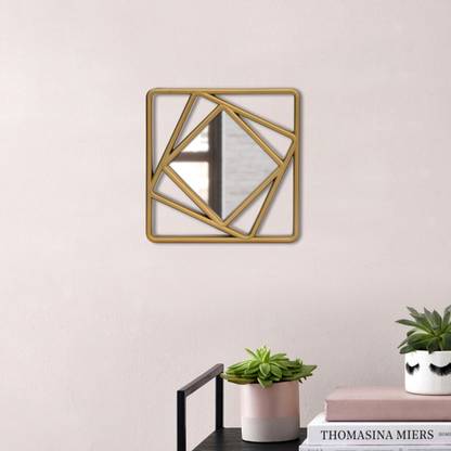 Art Street Decorative Wall Mirror Golden Framed Square Shape for Home Decor Decorative Mirror