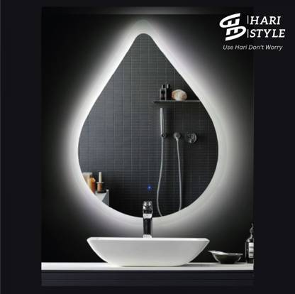 Hari Style Water Drop Design LED Mirror with 3 colors ( White, Warm white & dim ) 24x 24 Bathroom Mirror