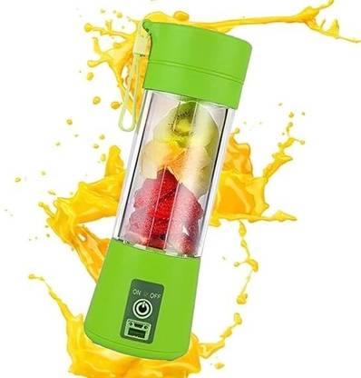 Brain Factory Real Essentials Portable 6 Blades Electric USB Juicer For Shakes,(Green) 380-ML Mixer Blender Blade